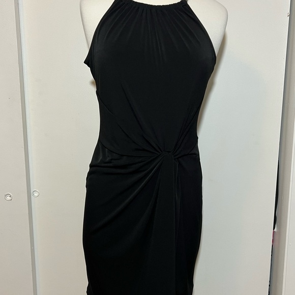 Michael Kors Elegant Black Chain Halter Dress w/ Ruching - Picture 1 of 5
